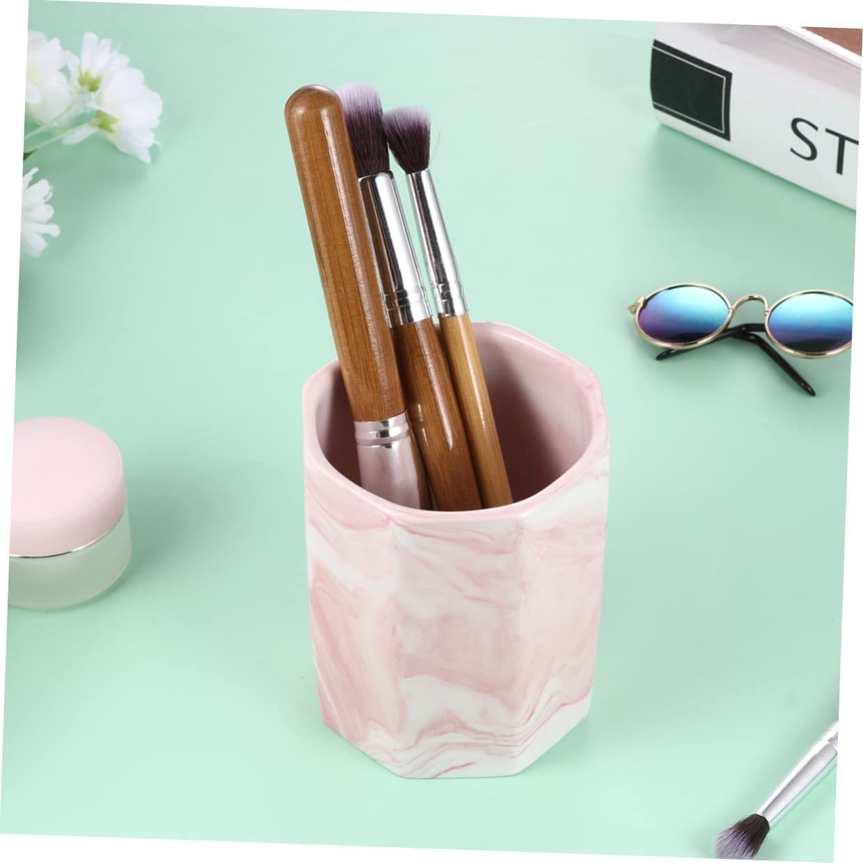 Porte-stylo Pot à crayons Fournitures de bureau Organisateur de stockage Porte-conteneurs Bureau Nordique Gris Fournitures Tasse de bureau Conteneur de stylo en céramique Bureau Cas d'école Décoration