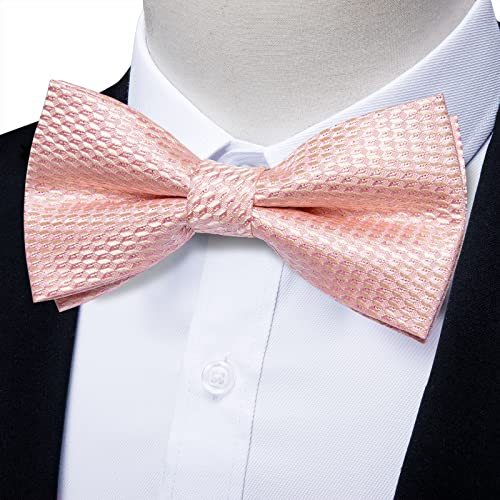 Image of DiBanGu Pre-Tied Bow Ties for Men Silk Adjustable Tuxedo Bowties Pocket Square Cufflinks Set with Lapel Pin Jacquard Woven