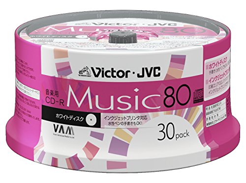 Amazon | ビクター 音楽用CD-R 80分 ワイドホワイトプリンタブル 30枚