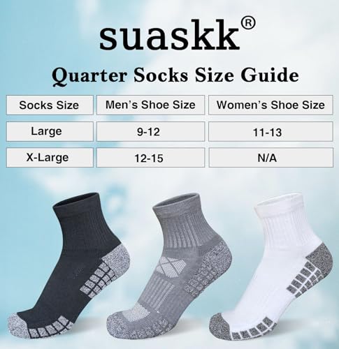 Mens Athletic Cushioned Quarter Socks Anti-Blister Comfort Running Ankle Socks 5 Pairs 6