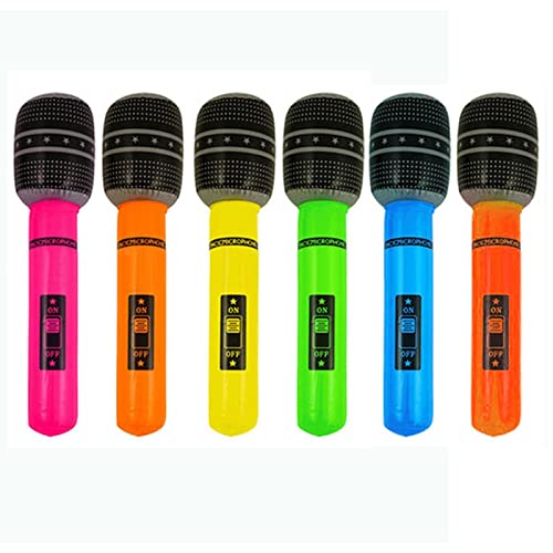 Micrófonos Inflables,Globos Micrófonos De Inflable,Juguetes Inflables,Accesorios De Fiesta Para Niños,Globos Hinchables De Micrófono Para Fiestas 90s,Para Decoraciones De Fiesta,Color Al Azar,6 Piezas