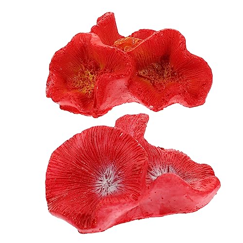 Mikikit 2pcs Coral Plant Environmental Resin Decor Underwater Artificial Coral Reef for Aquarium