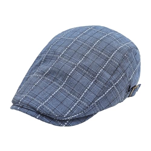 Image of ZLYC Men Cotton Flat Cap Summer Scally Ivy Gatsby Newsboy Beret Driver Cabbie Hunting Hat