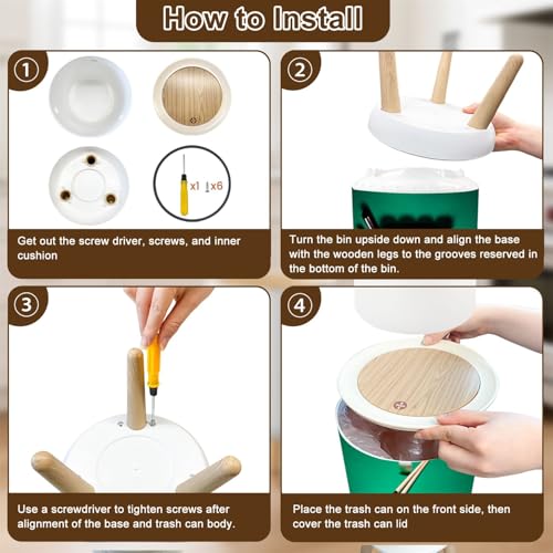 Basurero con tapa y patas plástico para hogar miniatura 7