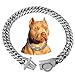 BAOBOTE Silver Chain Dog Collar,16MM 18K Silver Heavy Duty Cuban Link Collar with Secure Snap Buckle Silver Dog Chain Metal Collar Chew Proof for Dogs(24