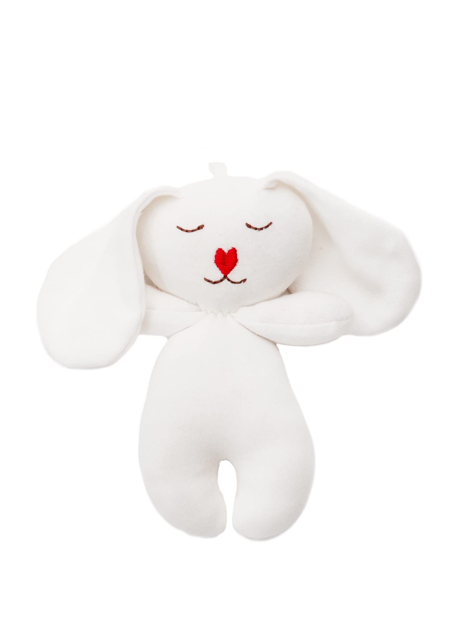 Under the Nile Organic Cotton Flat Snuggle Binky Baby Rabbit Toy with Heart Shaped Nose