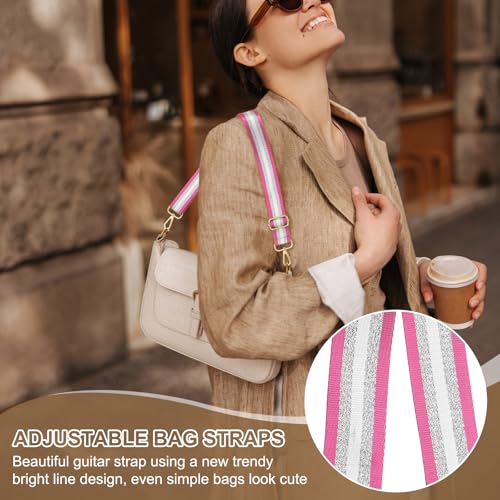 Image of PATIKIL Purse Strap, Wide Shoulder Strap Adjustable Crossbody Bag Straps Universal Replacement Shoulder Bag Belt for Women's Handbags Canvas Guitar Bag Backpack, Rose Red