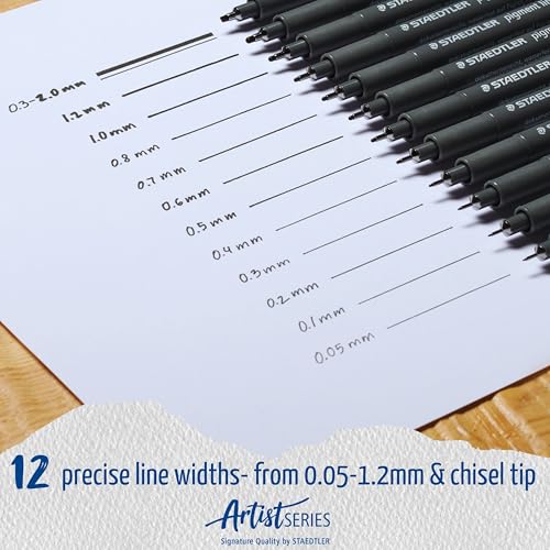 STAEDTLER ‎308 SB6P Pigment Liner Fineliner Pens with Assorted Line Width - Black (Set of 4 + 2 Free) - Image 8