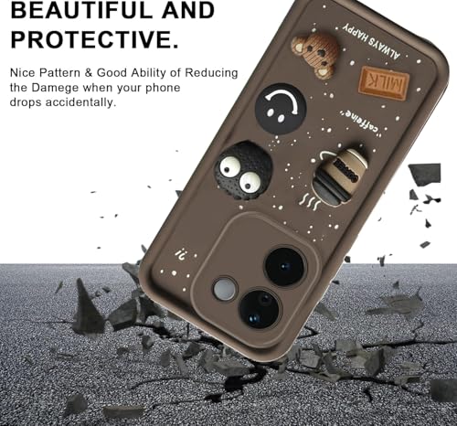 Image of GoldKart Back Case Cover Compatible for iQOO Z9s Pro 5G / Vivo T3 Pro 5G | Cute Fun Cartoon 3D Ball Coffee Silicone Case | Full Body Protection Back Cover - Brown