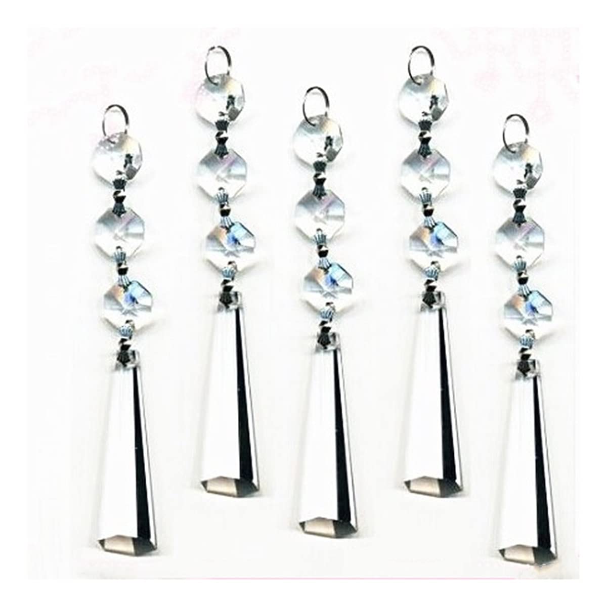 Lampadario pendenti con prismi di cristallo 10 set/50 set 14mm perline ottagonali 63mm gocce di cristallo for lampadari party Parti di ricambio per lampade di illuminazione a c (Size : 10 sets)