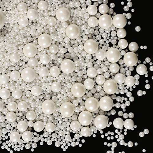 Kasvan White Pearl Sugar Sprinkles - Edible Candy Pearls 130...