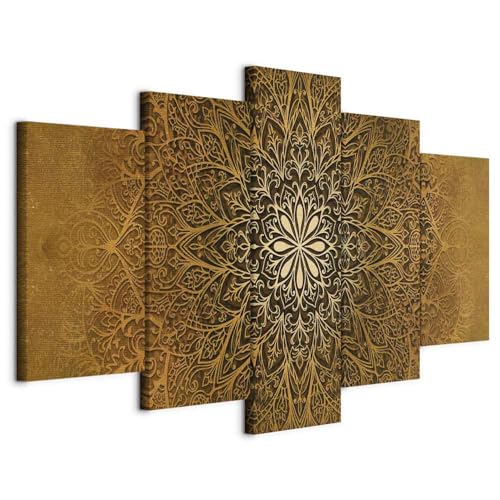 Cuadros B&D XXL - Cuadro en Lienzo Mandala 150x75 cm 5 piezas - Impresión en material tejido no tejido cuadros decoracion salon modernos lienzos decorativos dormitorios - Ornamento f-A-0515-b-p