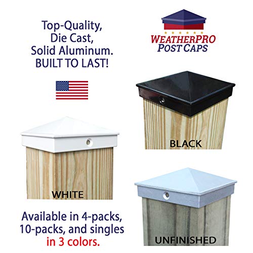 4x4 Fence Post Cap (3 1/2") Single Pack Black Powder Coated Aluminum