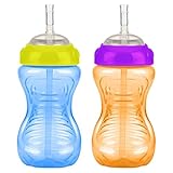 Nuby 2-Pack 10-oz No-Spill Flexi Straw Cup (Blue/Orange)