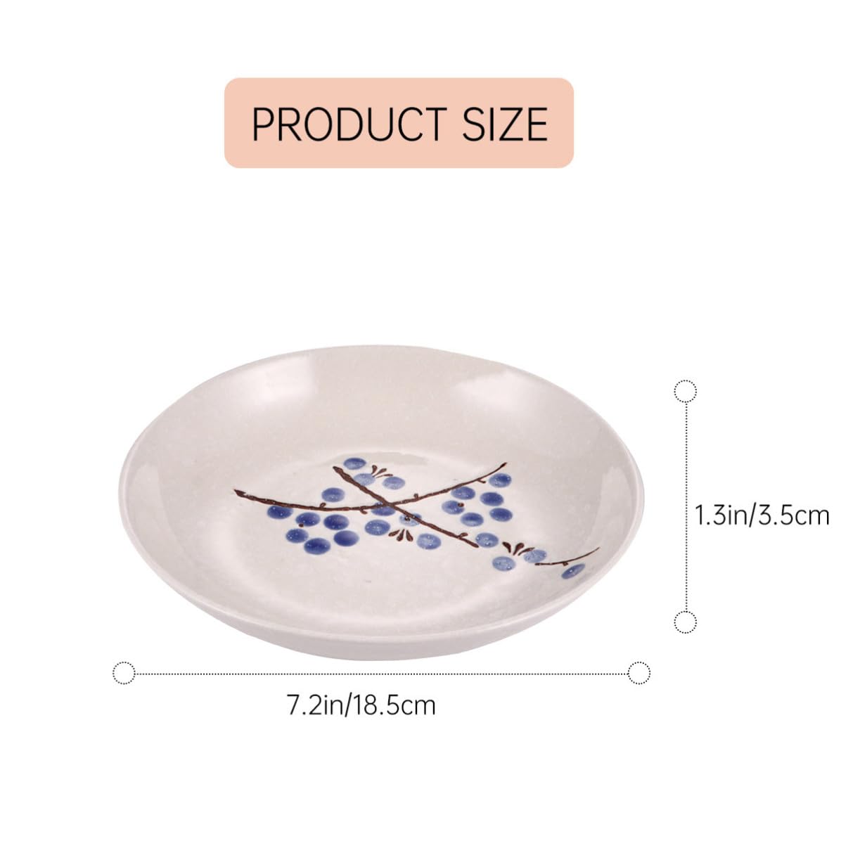 Angoily Service de Vaisselle Japonerie Personne 6 Pièces en Céramique et Bois Bleu, Design Fleur de Prunier, Pratique et Finition Soignée