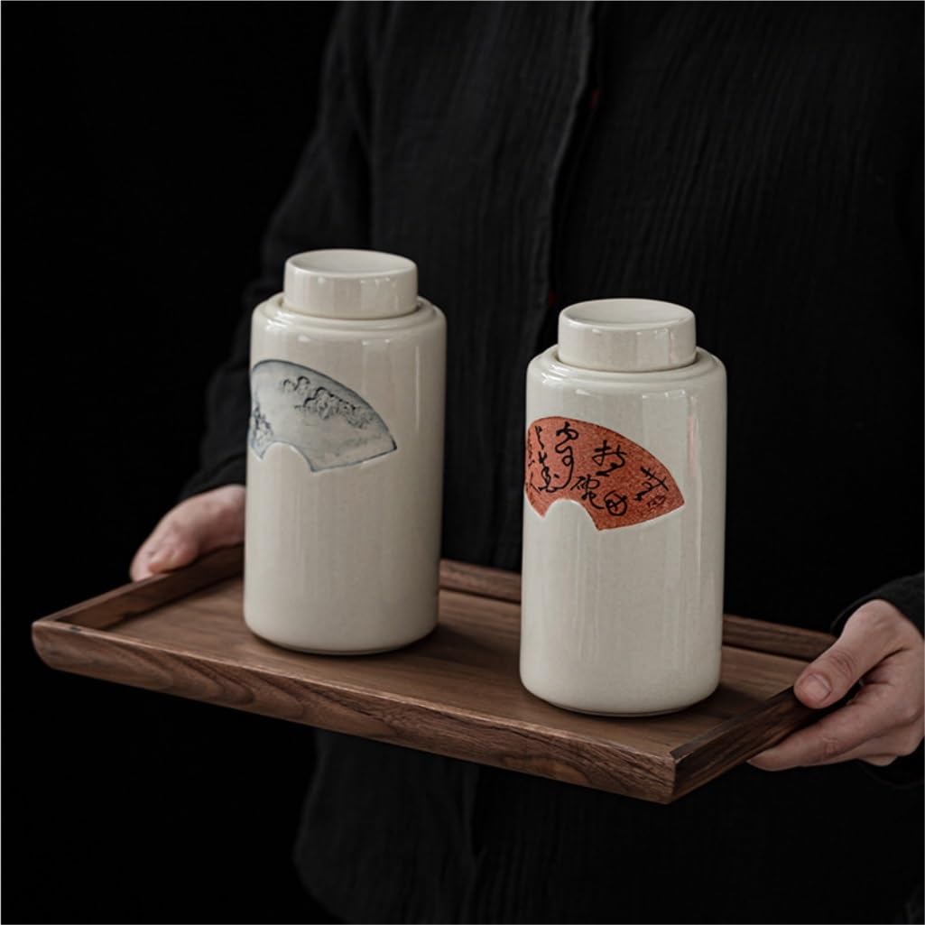 CMBSSTFC Słoik cukru Zbiornik do przechowywania herbaty luzem Chiński Retro Duży, ceramiczny, uszczelniony zbiornik do użytku domowego Magazyn herbaty Zbiornik do przechowywania w kuchni Pojemnik na