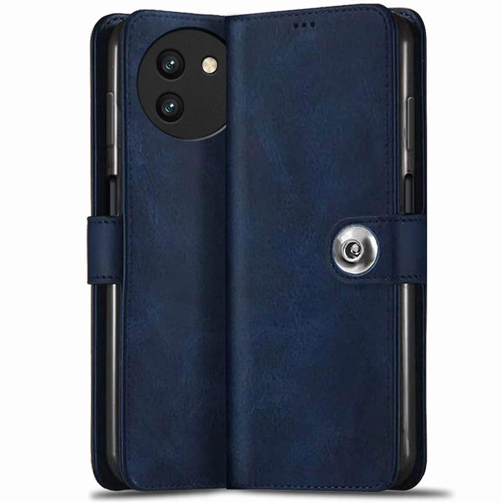 TheGiftKart Genuine Leather Finish Flip Back Cover Case for Vivo T3X 5G | Inbuilt Pockets & Stand | Wallet Style | Designer Button Magnet Flip Back Cover Case for Vivo T3X 5G (Faux Leather, Blue) (B0D1RHXQHC) Amazon Price History, Amazon Price Tracker