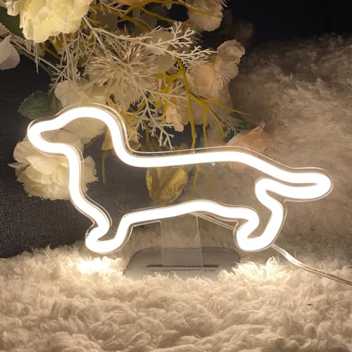 Image of Dog Table Number Neon Sign Desk Lamp Night Light Wedding Letter LED Neon Sign Wedding Table Decorations Neon Light Shop Bedroom Home Room Decor Christmas Party Warm White USB 25x16 CM