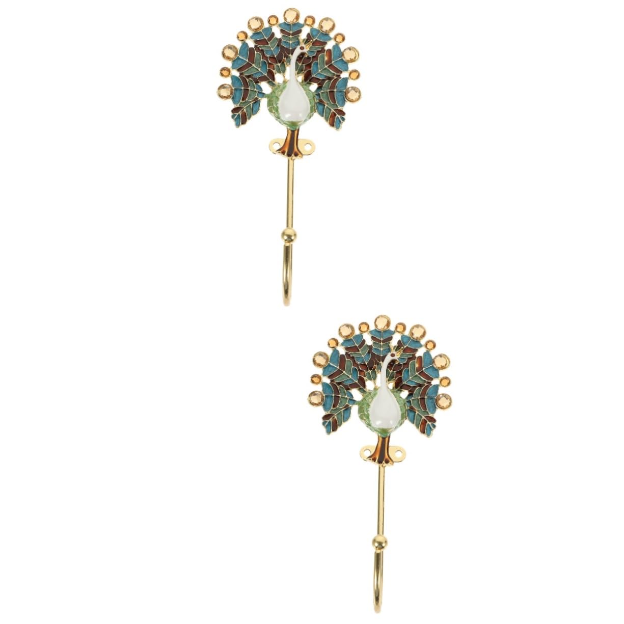 Tofficu 2 Piezas Gancho de pavo Delicado gancho de chaquetas baño manos ganchos de animales para colgar perchas gancho de pared decorativo gancho para colgar ropa Aleación de zinc