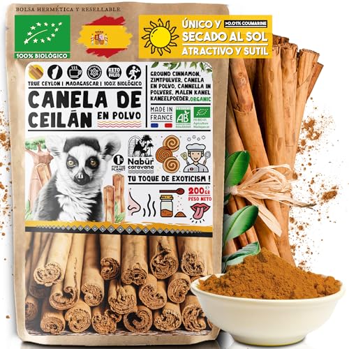 200 gr Canela de Ceilán Bio en Polvo de Madagascar, Canela molida de Ceilán por Nabür