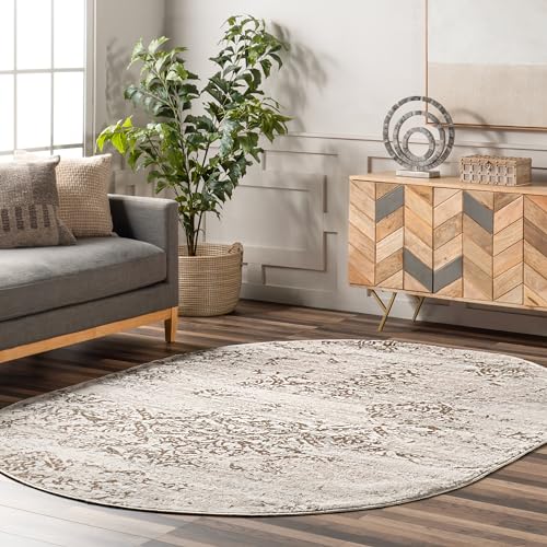 Tapete Ovalado NuLOOM Freja Beige 108 x 79 cm miniatura 1