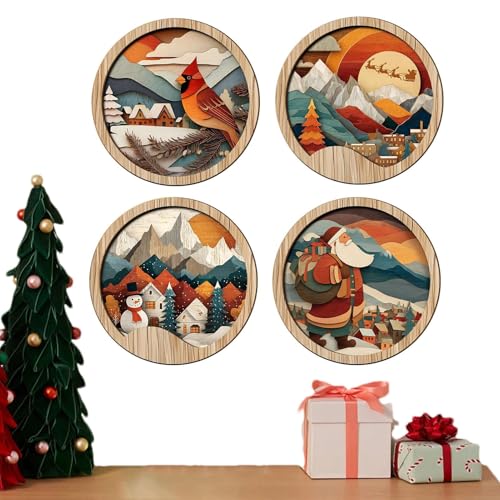 Décor de Noël en bois classique pour une ambiance de fête au salon.
