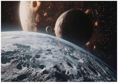 WallArena Papel pintado fotográfico de fieltro con diseño de luna, 368 x 254 cm, incluye pegamento