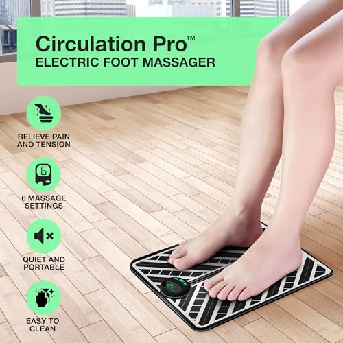 Circulation Pro EMS Foot Massager with Remote Control – Electric Feet Massager for Pain Relief, Circulation, Neuropathy, Plantar Fasciitis – 15 Intensity Levels, 6 Modes