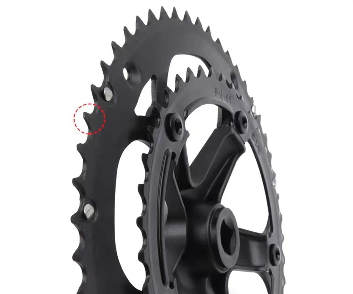 Koło łańcuchowe z osią kwadratową do roweru szosowego, oś 170 mm, oś 172,5 mm, odległość osi 130 mm, podwójna okrągła taca 39 zębów i 53 zęby, ze stopu.