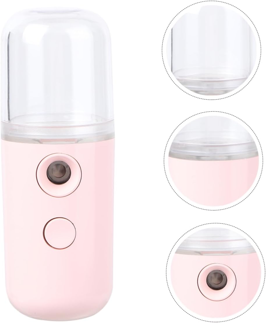 BESTYASH Portable USB Rechargeable Facial Steamer and Mist Sprayer for Hydration and Skin Moisturizing Lightweight Pink Face Humidifier for Beauty Salon Spa Yoga and Daily Use