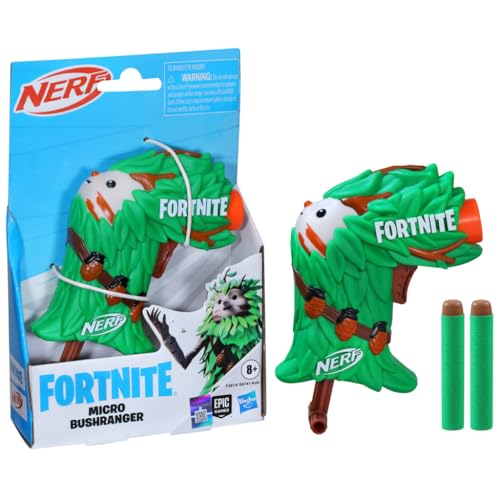 Image of Nerf Fortnite Micro Bushranger Mini Dart-Firing Blaster, Fortnite Bushranger Outfit Design, Includes 2 Official Nerf Elite Darts