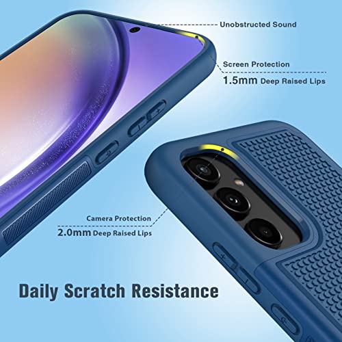 Image of FNTCASE for Galaxy A54-5G Phone Case - Samsung Military Grade Drop Protection, 14ft Drop Tested, Screen Protector Included, Anti-Slip Matte Textured, TPU+PC Dual Layer Shockproof Cover (Blue)