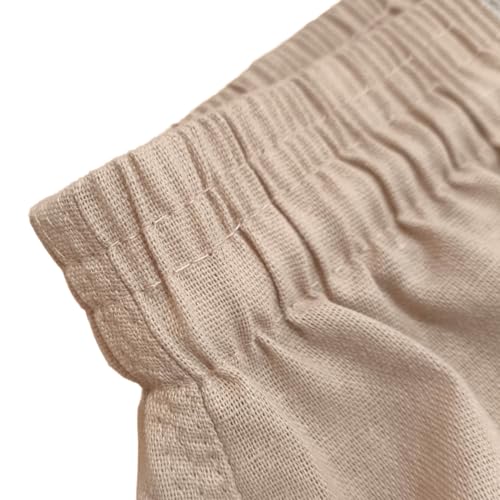 Short de Linho Masculino Premium - Bermuda 3 Bolsos Elástico e Cordão (M,Salmon)