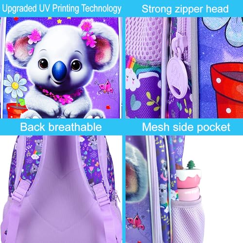 Image of CCJPX 3PCS Backpack for Girls, 16 inch Koala Preschool Bookbag with Lunch Box,Kids Water Resistant School Backpacks for Elementary Kindergarten