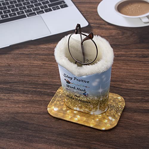 Image of Plush Fluffy Lined Anti-scratch Eyeglasses Holder Protective Glasses Stand Case