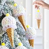 Macaron Sweet Ice Cream Foam Hanging Christmas Tree Ornaments Set 6pcs Pastel for Indoor Christmas Holiday Party Home Decor