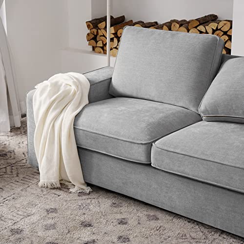 Leisland 88.58" Modern Sofas Couches For Living Room, Chenille Sofas & Couches With Square Armrest, Removable Low-Back Sofa Cushion And Detachable Sofa Cover/Easy To Install(Light Grey) #TOP6