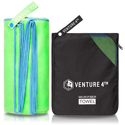 Venture 4Th Premium Towel For Travelers - Sports Towel: Quick Dry Shammy Towels For Excercise, Beach, Camping, Backpacking, Swimming - Light And Waterproof (Green-Blue Medium) #TOP6