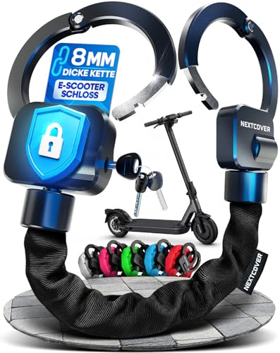 NEXTCOVER E-Scooter Schloss [Steel-Secure-Technologie] | Handschellenschloss für Roller eBike | robustes Lock Kettenschloss | E Scooter Zubehör E Roller Schloss