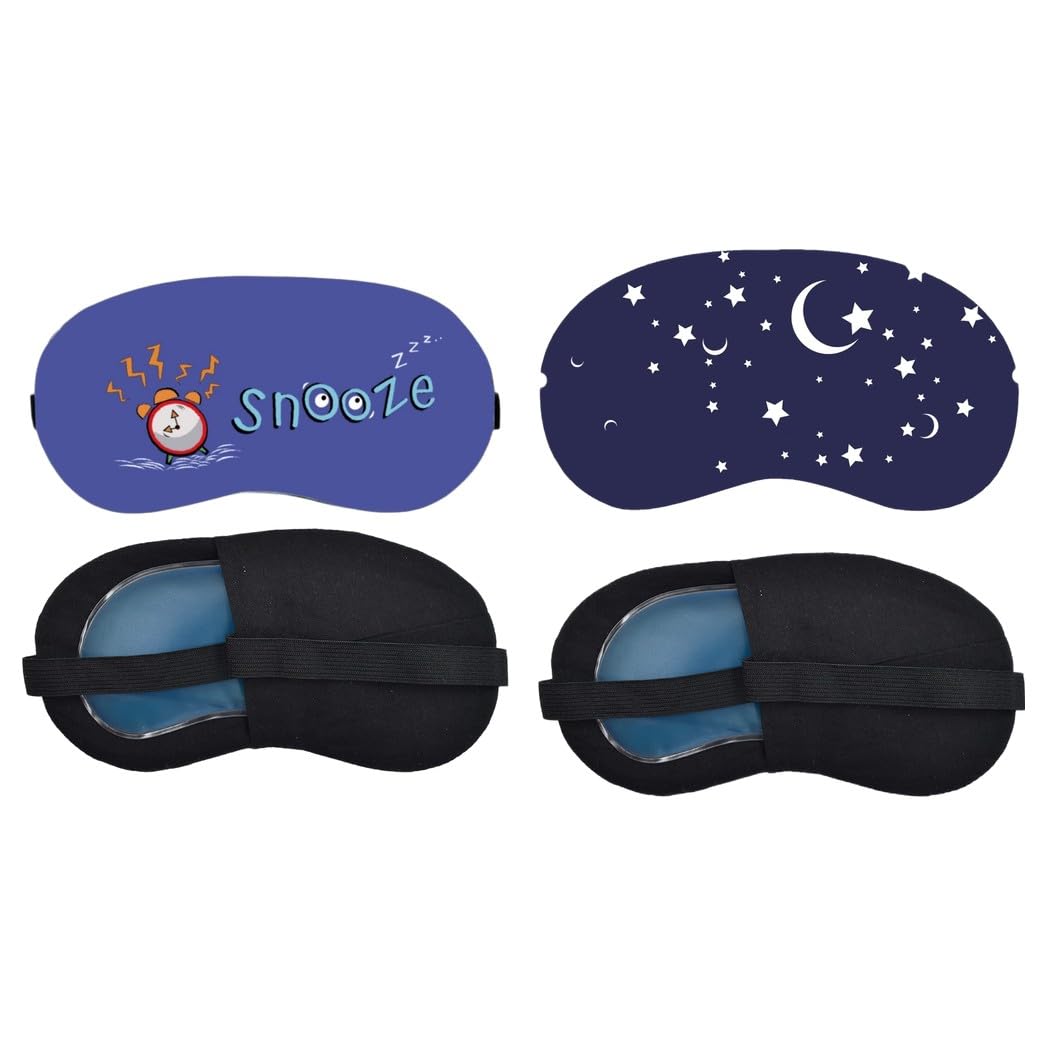 Aoxeria Snooze Alarm, Moon and Stars Sleeping Eye Mask Combo, Soft Comfortable Light-Blocking Eye Cover for Women, Men & Kids, Reusable Blindfold for Night Sleep, Nap, Travel, Flight (Pack of 2)-image-48
