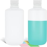 ASEVAT 1000ml HDPE Leakproof Narrow Mouth Reagent Bottles - Lab Chemical Containers, Water Sample Bottles (2 Pack)