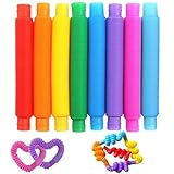Teouuas 24 Stück Pop Tubes, Bunte Rohre Kinder Stretch, Mini Pop Röhren Sensorik Spielzeug, Sensorisches Spielzeug, für Erwachsene und Kinder Stress Ängste abbauen