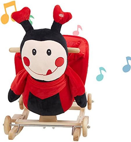 Lucky Tree Rocking Horse Toddlers Plush Riding Rocker 2 in 1 Animal Ride on Toys for 1 2 3 Year Old, Red Ladybug