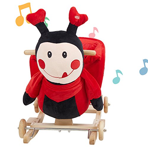 Lucky Tree Rocking Horse Toddlers Plush Riding Rocker 2 In 1 Animal Ride On Toys For 1 2 3 Year Old, Red Ladybug #TOP1