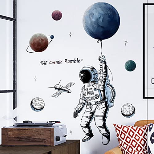 Astronaut Wall Sticker Peel And Stick 3D Planet Space Man Wall Decals Removable Wall Mural Decals For Kids Boys Bedroom Living Room Playing Room Nursery Murals #TOP3