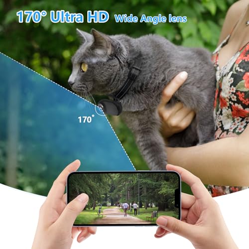 Image of HD 1080P Cat Camera Collar with Video Record Wireless Mini Sport cam,Small Action Cameras,Body Camera for Pet Supplies Stuff Outdoor /Inoor Birthday Gift No WiFi(Black)