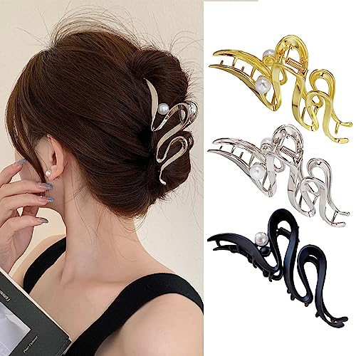 Large Hair Clips for Women BYLife 3 Pack Strong Hold Jaw Clip for Fine Hair Thick Hair Non-slip Hair Claw Clips