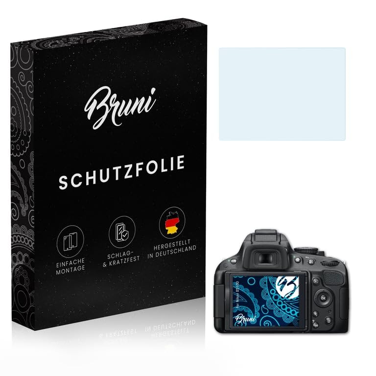 Bruni Screen Protector compatible with Nikon D5100 Protector Film, crystal clear Protective Film (2X)