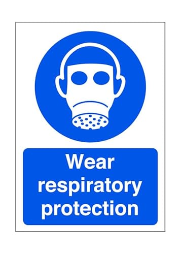 Wear respiratory protection - safety sign, ppe clothing, ppe, protective clothing - 1.2mm Rigid plastic for indoor/outdoor usage (300mm x 200mm) Viewing Distance within 7m.
