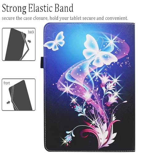 Image of Universal 10 10.1 11 Inch Android Tablet Case, Dluggs Multi-Angle Viewing Stand Case Cover with Hand Strap for 9.5-11 Inch Tablet, Butterfly Flower
